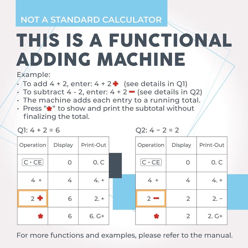 CATIGA New & Upgraded 2025 Printing Calculator Adding Machine 10 Key, Desktop Home Office Calculator with Paper Roll Print Out, Accounting Business Finance - Image 5